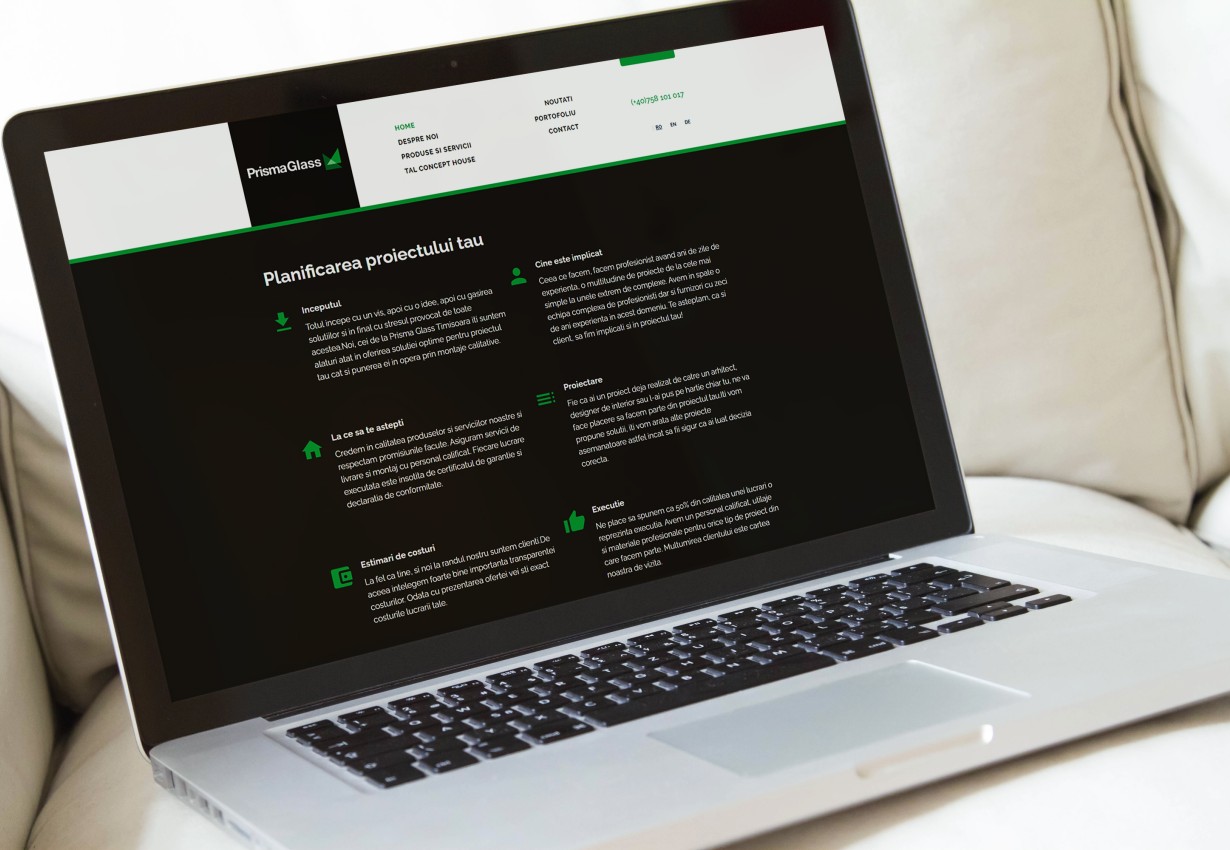 Web applications - Tempered glass company presentation website